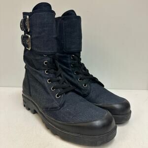 EUC Ralph Lauren Collection Purple Label Denim Double Buckle Boot RARE Italy 7 D